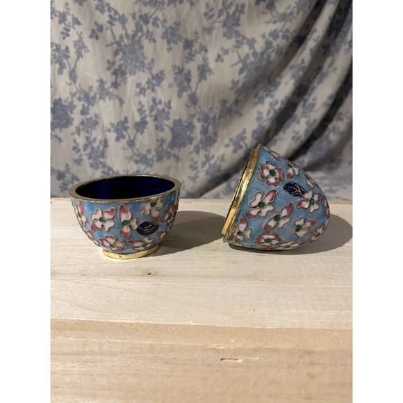 Floral Cloisonné Enamel Egg Trinket Box - Picture 9 of 9